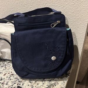 Haiku Navy Crossbody Bag with Floral Embroidery